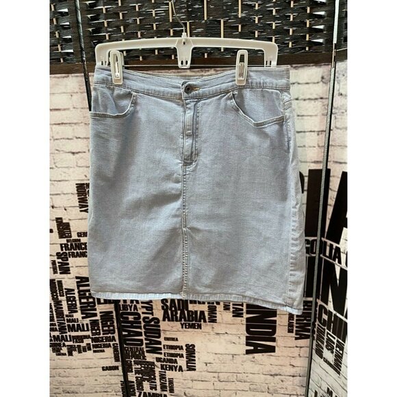 Gap 10 Blue Pre- Washed Zip Front Slit Front Above Knee Jean Skirt - Picture 1 of 4